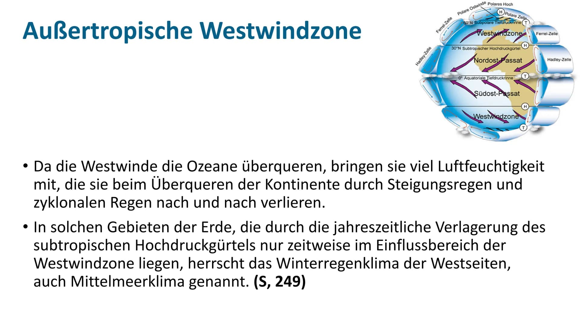 KALT
WARM
Außertropische Zirkulation Außertropische Westwindzone
• befindet sich in der planetarischen Frontalzone
zwischen etwa 30° und 60°