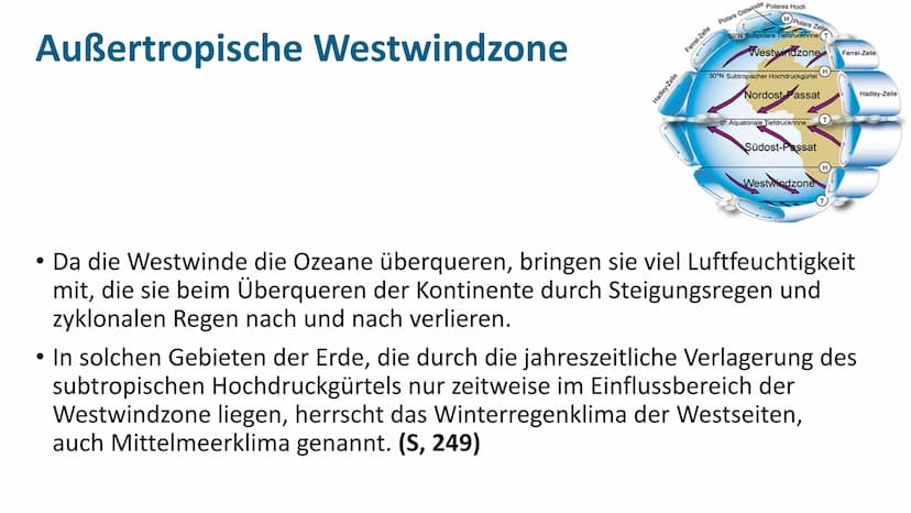 KALT
WARM
Außertropische Zirkulation Außertropische Westwindzone
• befindet sich in der planetarischen Frontalzone
zwischen etwa 30° und 60°