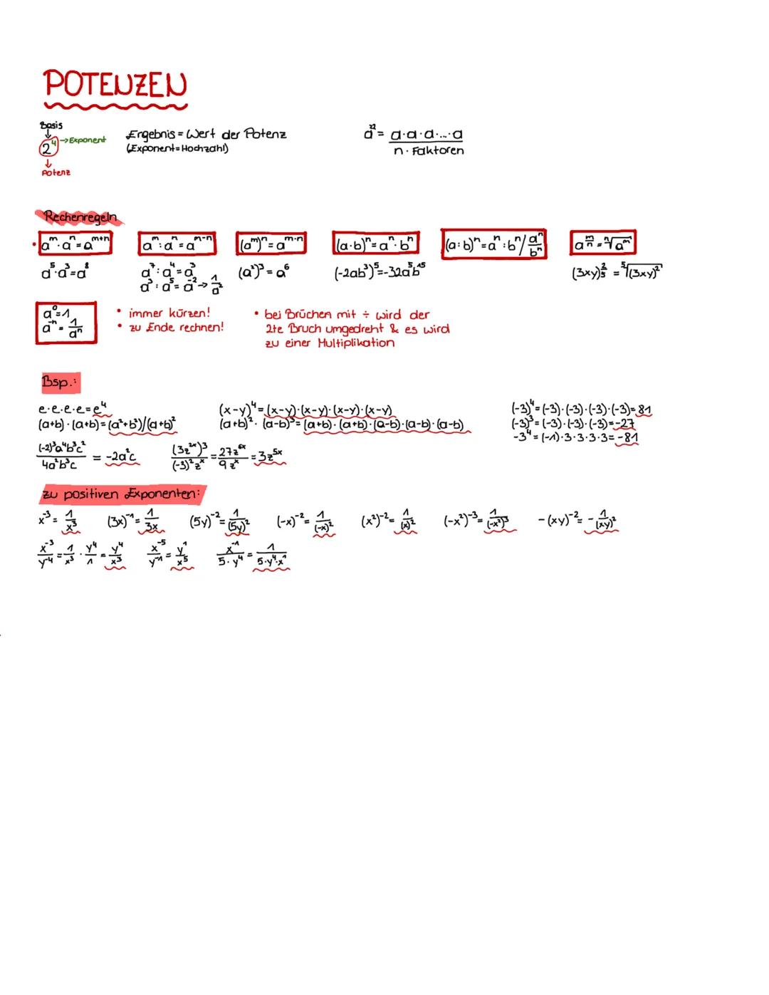 # POTENZEN
Basis
24Exponent
Ergebnis Wert der Potenz
(Exponent=Hochzahl)
Potenz
$a^n = a \cdot a \cdot a \cdot ... \cdot a$
n. Faktoren
Rech