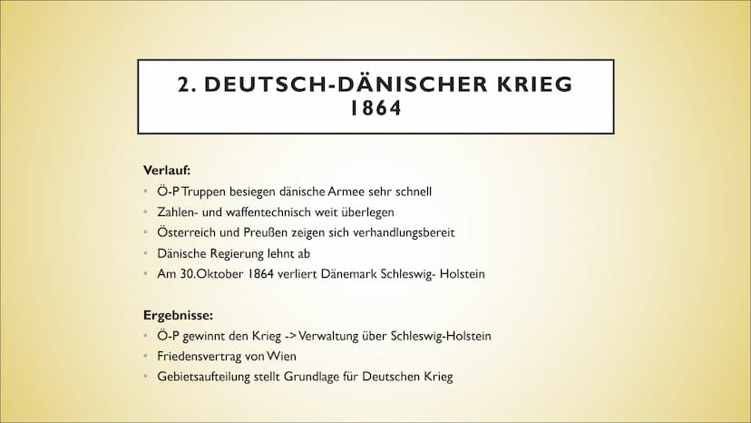 DIE EINIGUNGSKRIEGE
DEUTSCHLANDS UNTER OTTO VON
BISMARCK ●
●
●
●
●
●
1.Ausgangslage
2. Deutsch-Dänischer Krieg
3. Preußisch-Österreichischer