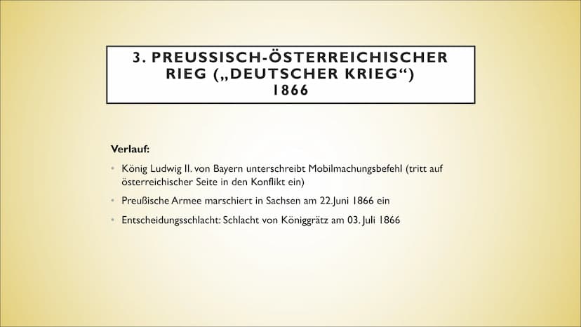 DIE EINIGUNGSKRIEGE
DEUTSCHLANDS UNTER OTTO VON
BISMARCK ●
●
●
●
●
●
1.Ausgangslage
2. Deutsch-Dänischer Krieg
3. Preußisch-Österreichischer