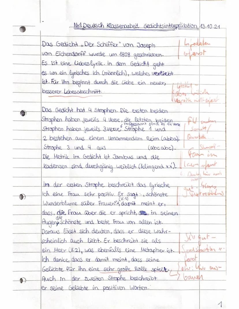 Klasse 11/3
Name:
Beurteilung:
Einleitung (Textinformation, Darstellung des Themas/
Deutungshypothese)
Klassenarbeit Nr. 1
Hauptteil und Sch