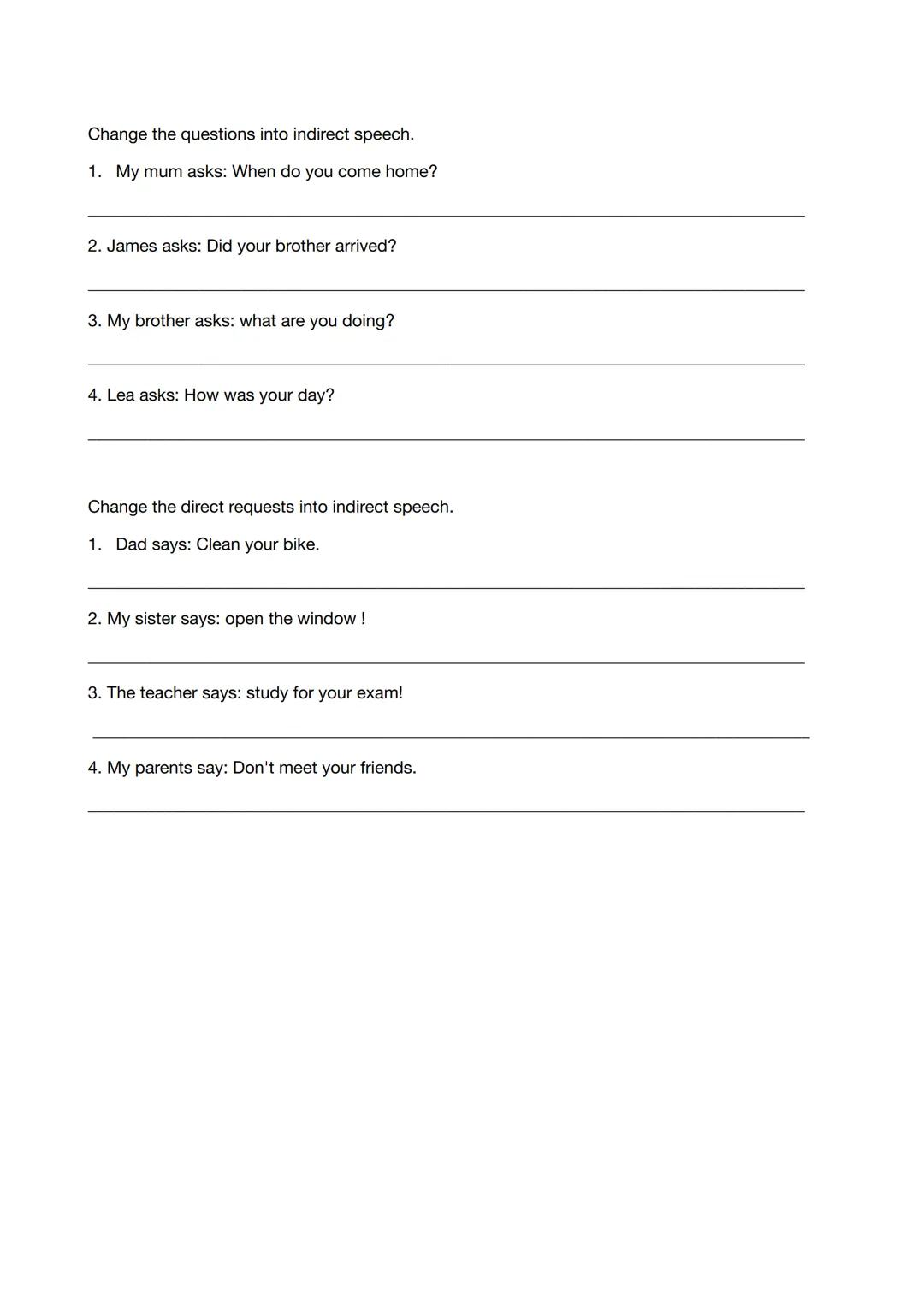 Mock exam about past perfect, reflexive pronouns and indirect speech
1. Past Perfect
Fill in the gaps with the right 3rd form of the followi