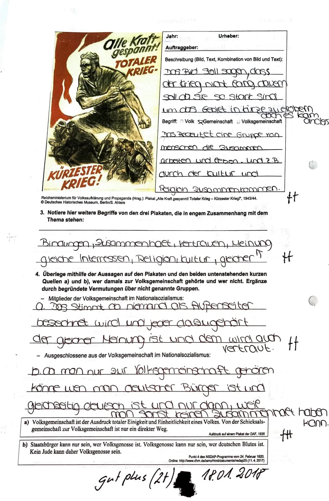 im Nationalsozialismus - Quellen
Aufgaben
1. Betrachte die folgenden drei Plakate.
2. Analysiere sie und erläutere das konkrete Verständnis 