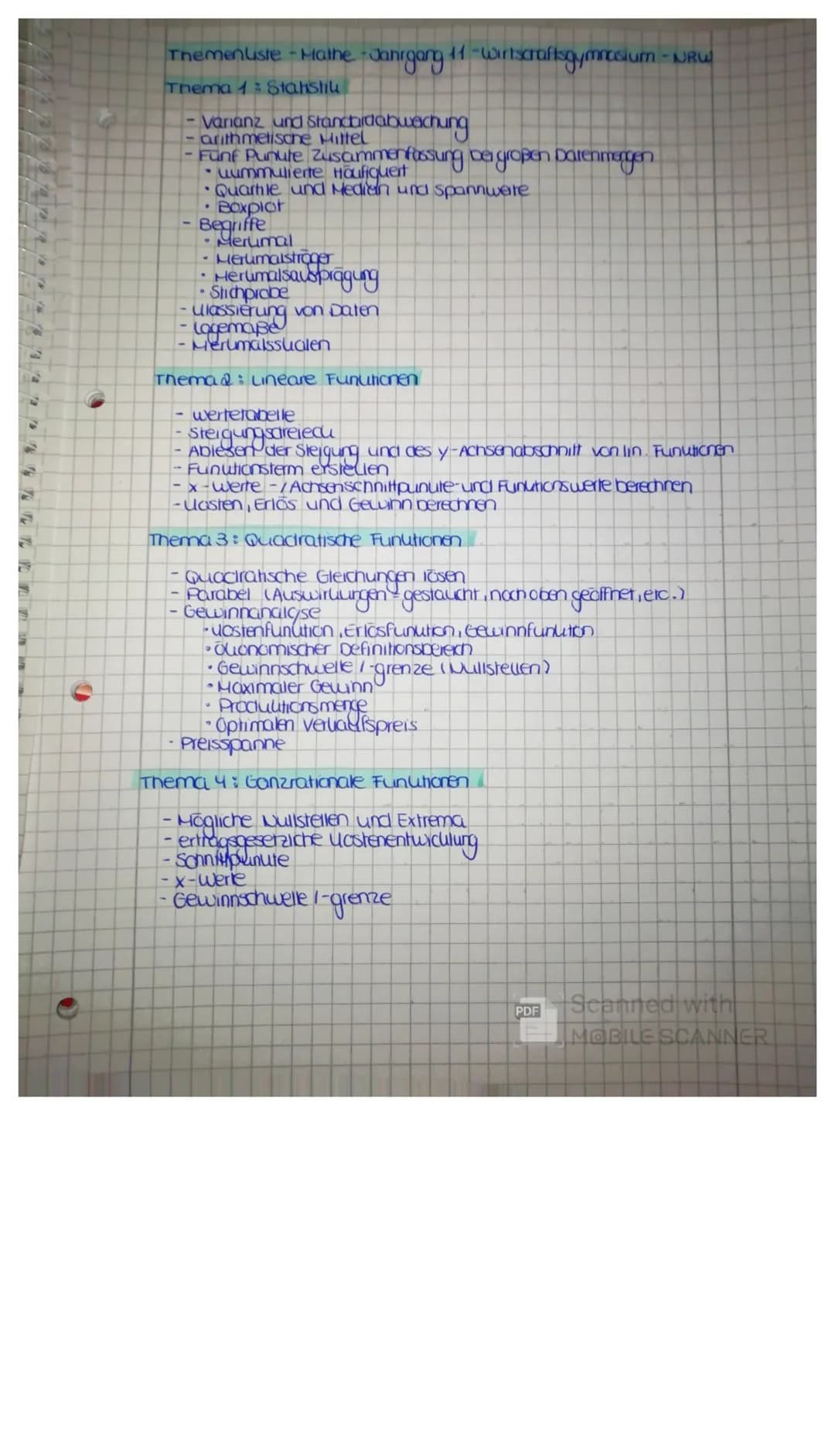 S
→
Themenliste - Mathe - Jahrgang 11 - Wirtscraftsgymnasium - NRW
Thema 1: Statistik
- Varianz und Standardabwachung
- arithmetische Mittel