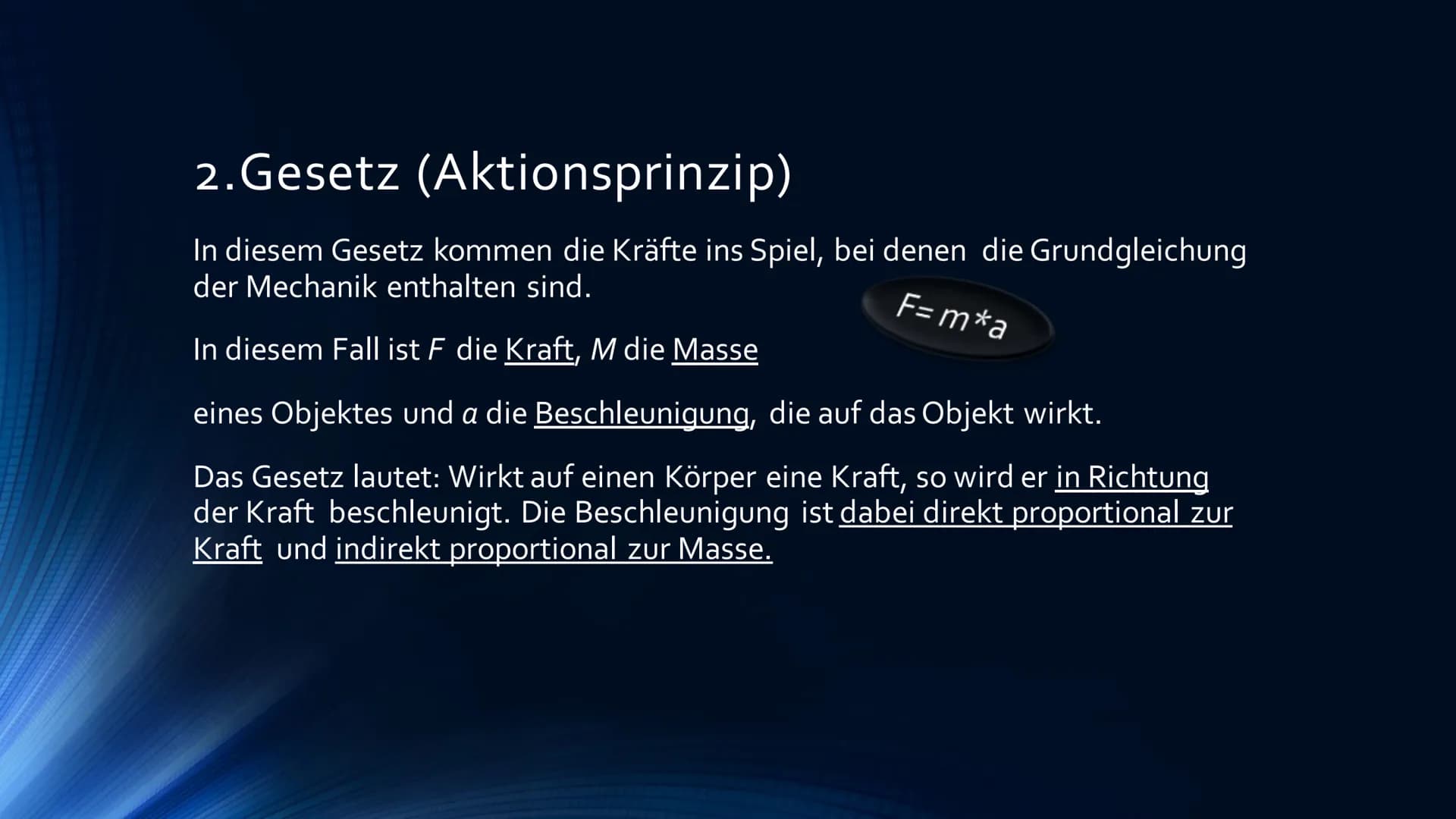 Die Newtonschen Axiome
DEFINITION UND ANWENDUNG
A
A
****** Ablauf:
Wissen: Die Newtonschen Axiome
Erklärung
Erstes Gesetz: Trägheitsprinzip 