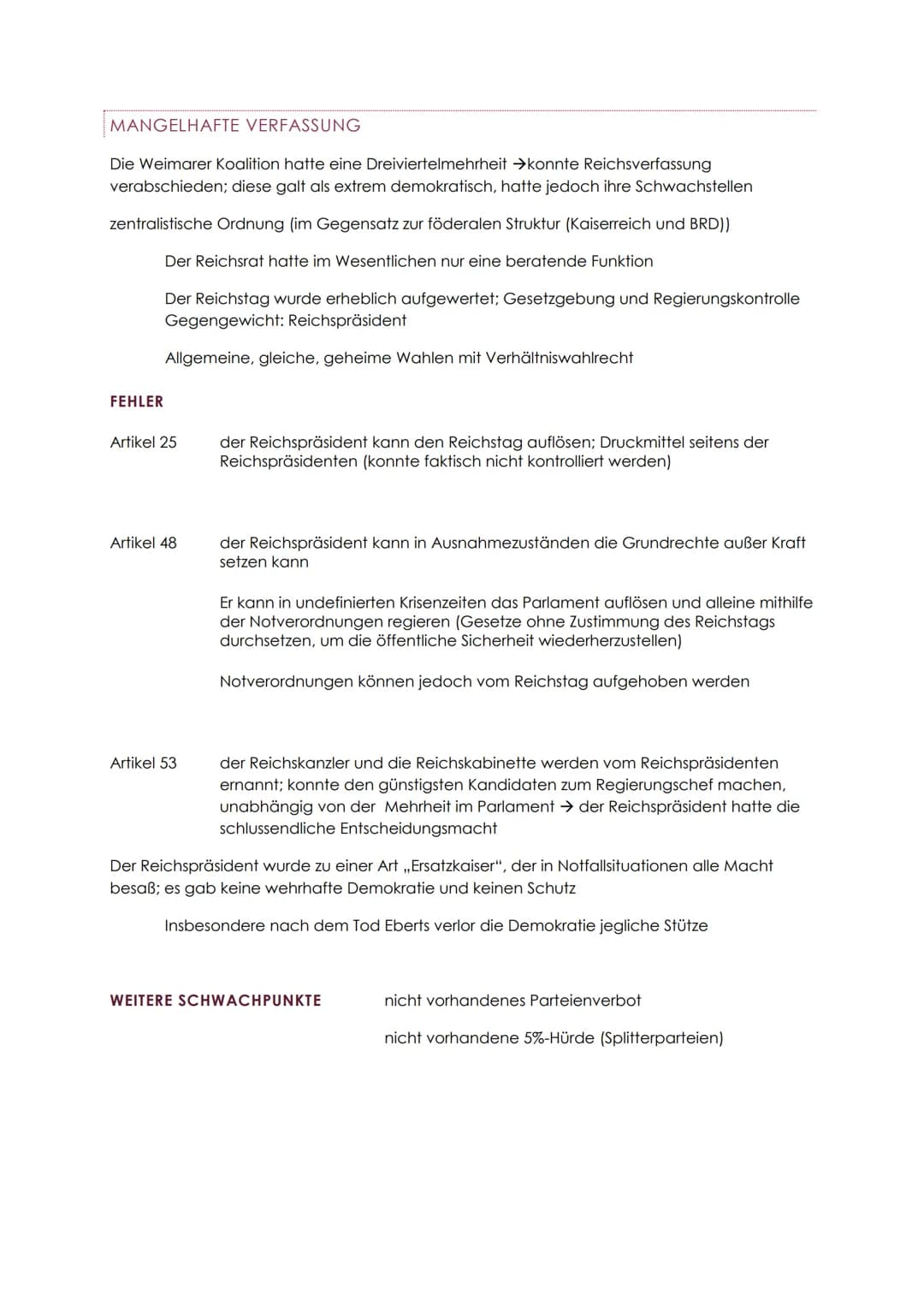 WEIMARER REPUBLIK UND DRITTES
REICH
ZEITSTRAHL
Ende Okto-
ber
9.11.1918
19.1.1919
6.2.1919
Juni 1919
1920
1921
1922
1923
1924
1925
1926
1929