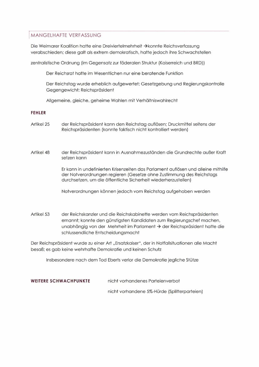WEIMARER REPUBLIK UND DRITTES
REICH
ZEITSTRAHL
Ende Okto-
ber
9.11.1918
19.1.1919
6.2.1919
Juni 1919
1920
1921
1922
1923
1924
1925
1926
1929