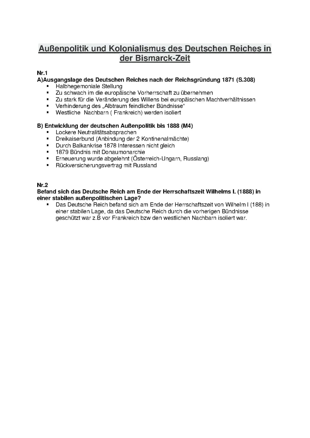 Außenpolitik und Kolonialismus des Deutschen Reiches in der Bismarck-Zeit
