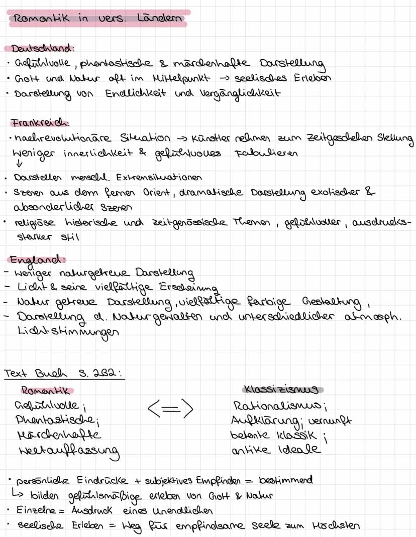 of
& Romantik (1790-1850**
allg. Romantik = weniger Stilbegriff, viel mehr eine Weltanschauung
Geistesbewegung, thematisiert Gefühle & Gedan