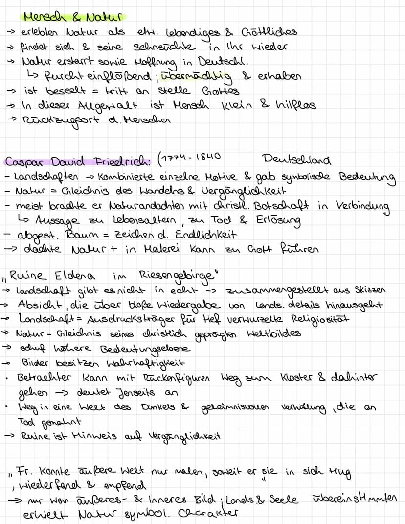 of
& Romantik (1790-1850**
allg. Romantik = weniger Stilbegriff, viel mehr eine Weltanschauung
Geistesbewegung, thematisiert Gefühle & Gedan