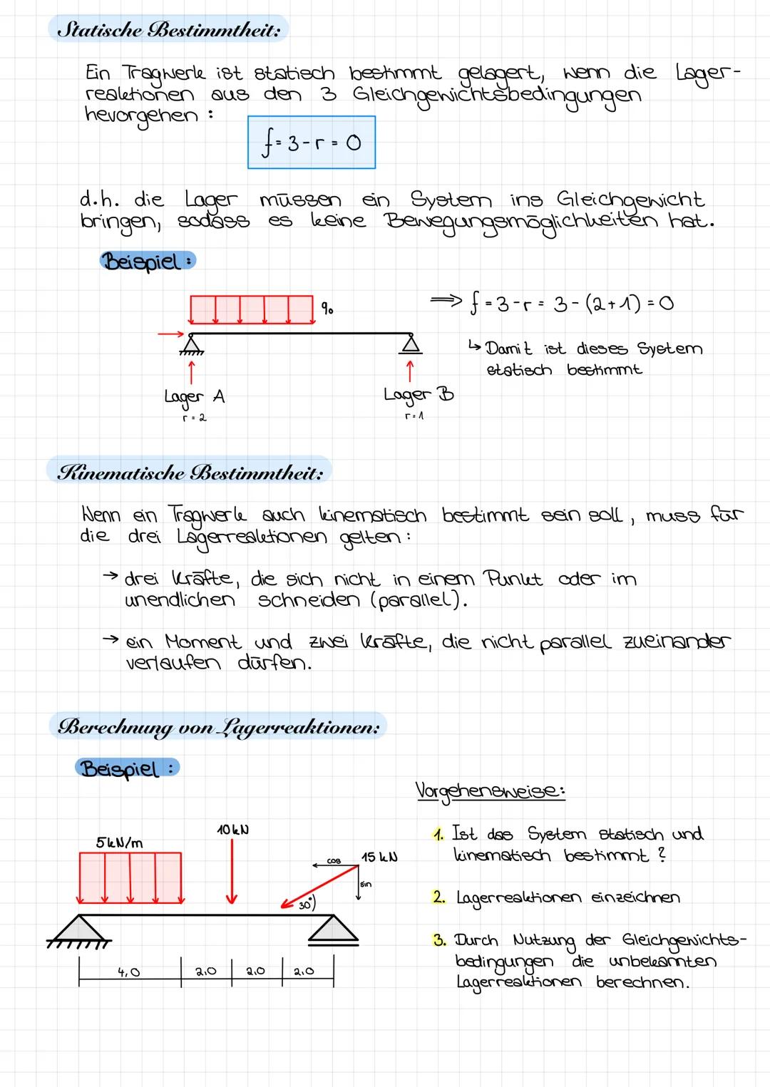 # Gleichgewicht und Lagerreaktionen:

## Gleichgewichtsbedingungen in der Ebene:

ΣΗ-Ο

Σν-Ο

ΣΜΟ

}

Wenn alle Summen Wull ergeben,
dann be