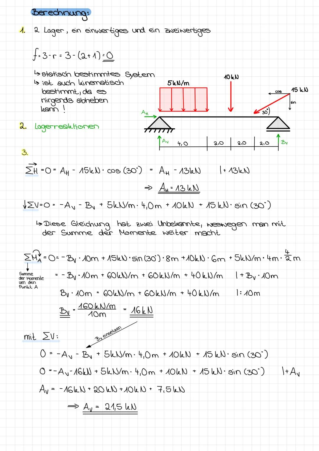 # Gleichgewicht und Lagerreaktionen:

## Gleichgewichtsbedingungen in der Ebene:

ΣΗ-Ο

Σν-Ο

ΣΜΟ

}

Wenn alle Summen Wull ergeben,
dann be