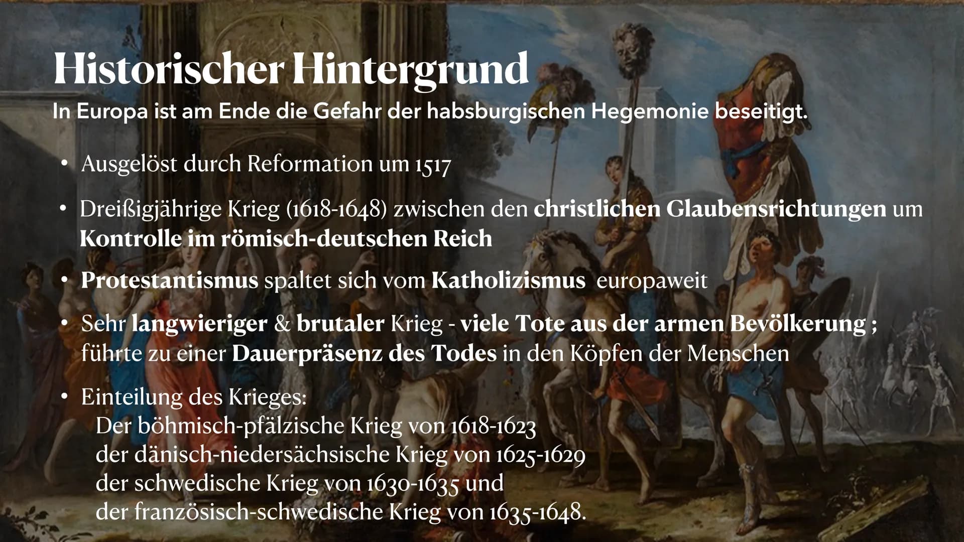 BAROCK
1600-1700
Zeitspanne tiefer Widersprüche
PRÄSENTIERT VON MELEK KAPLAN Agenda
Historischer Hintergrund
• Welt- und Menschenbild
• Vors