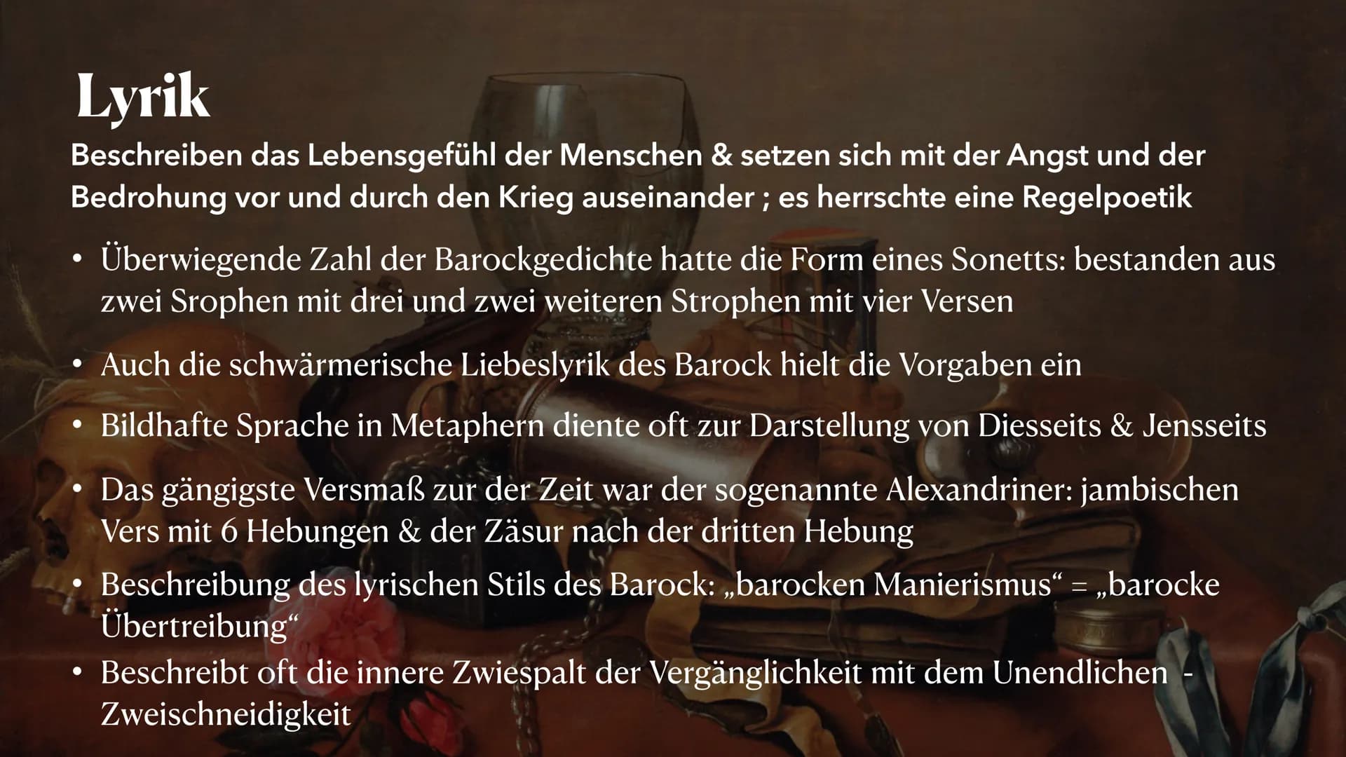 BAROCK
1600-1700
Zeitspanne tiefer Widersprüche
PRÄSENTIERT VON MELEK KAPLAN Agenda
Historischer Hintergrund
• Welt- und Menschenbild
• Vors