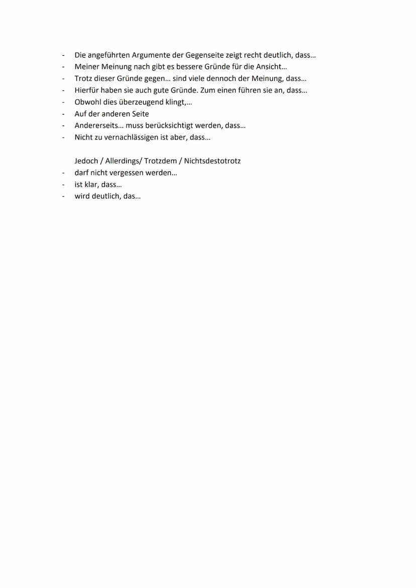 Deutsch
Antithetische Erörterung
Einleitung
• Zweifellos ist ... ein Thema, über das oft in den Medien berichtet wird.
• in letzter Zeit wir