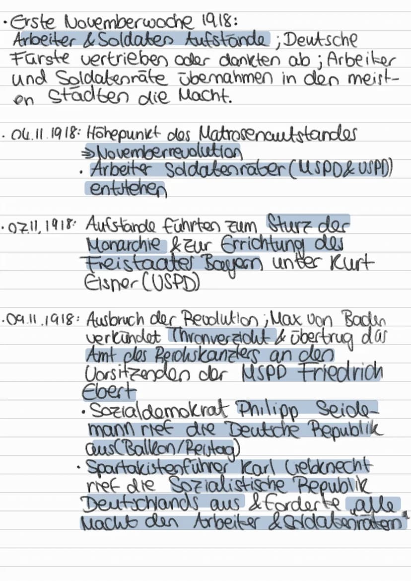 1) Entstehung der Weimarer Republik
• 29.09. 1918: Die Oberste Heeresleitung (OHL)
gesteht die die deutsche
Purederlage des 1. Weltkrieges
>