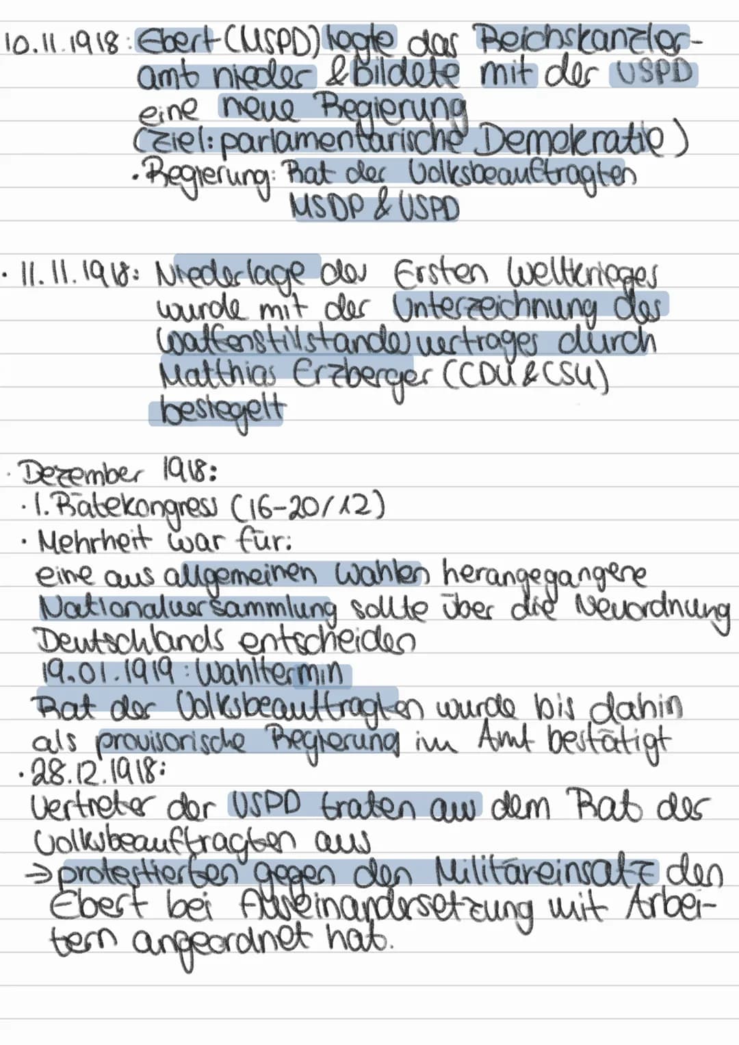 1) Entstehung der Weimarer Republik
• 29.09. 1918: Die Oberste Heeresleitung (OHL)
gesteht die die deutsche
Purederlage des 1. Weltkrieges
>