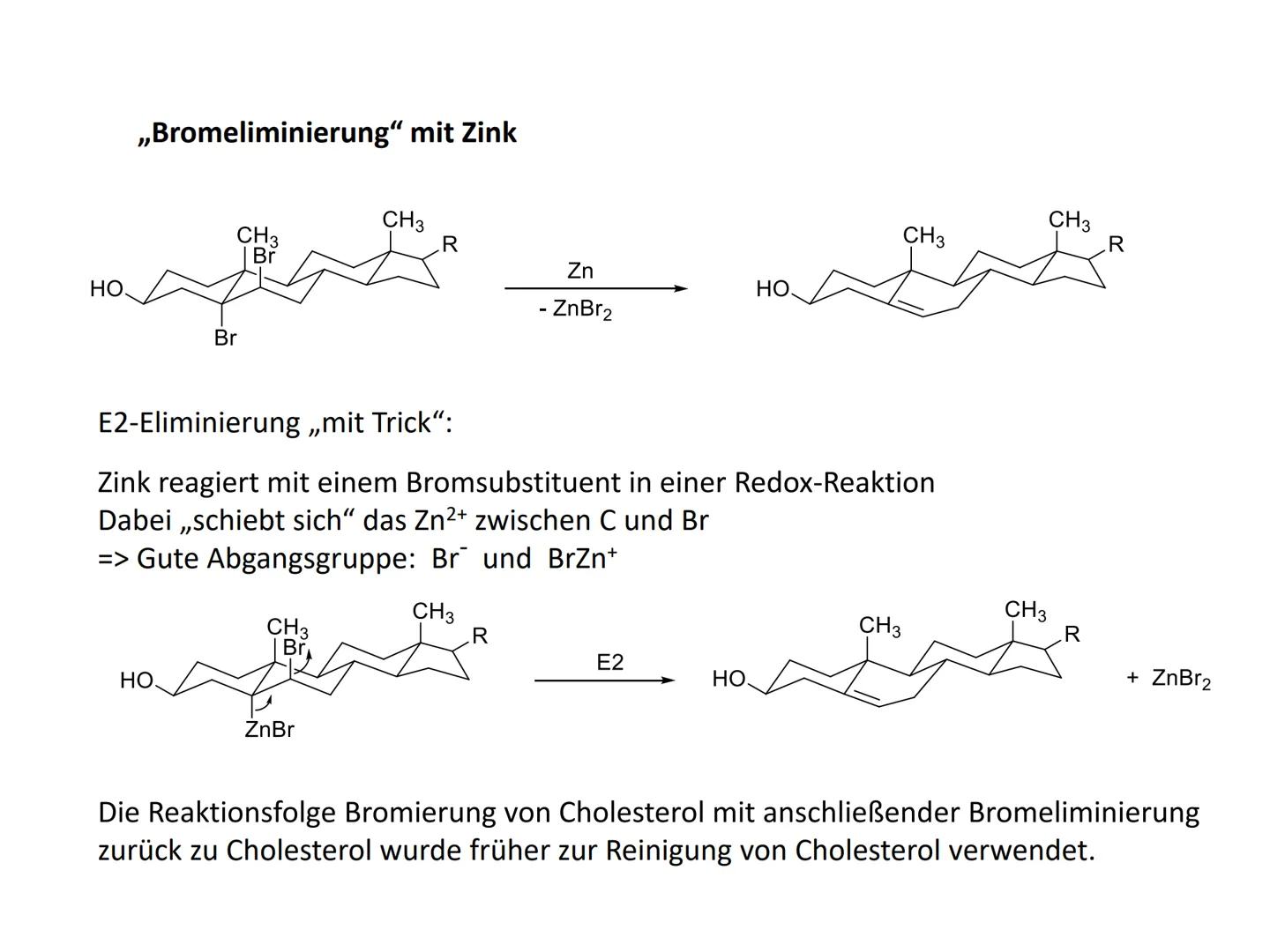 Reaktionsmechanismen
- Eliminierung zu C-C-Doppelbindungen
Allgemeines Reaktionsschema:
RR Y
RR
X
R R
R R
xo
Eliminierung ist formal die Umk