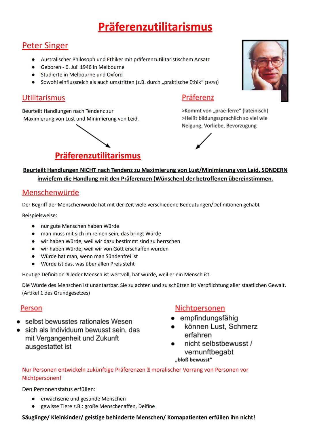 # Präferenzutilitarismus

Peter Singer

*   Australischer Philosoph und Ethiker mit präferenzutilitaristischem Ansatz
*   Geboren - 6. Juli 