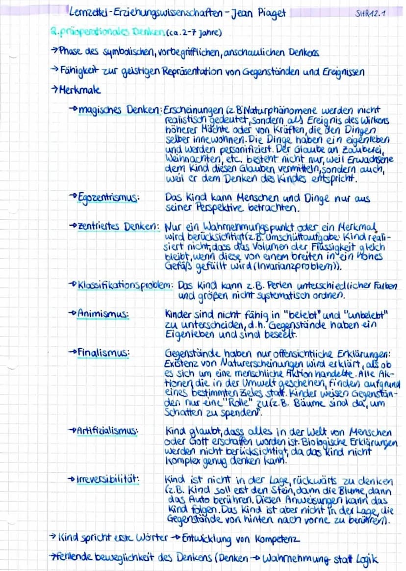 Lemzettel-Erdehungswissenschaften-Jean Piaget
Inhalte:
Modell der kognitiven Entwicklung
→→Jean Piaget
allgemeine Grund annahmen
Modell der 