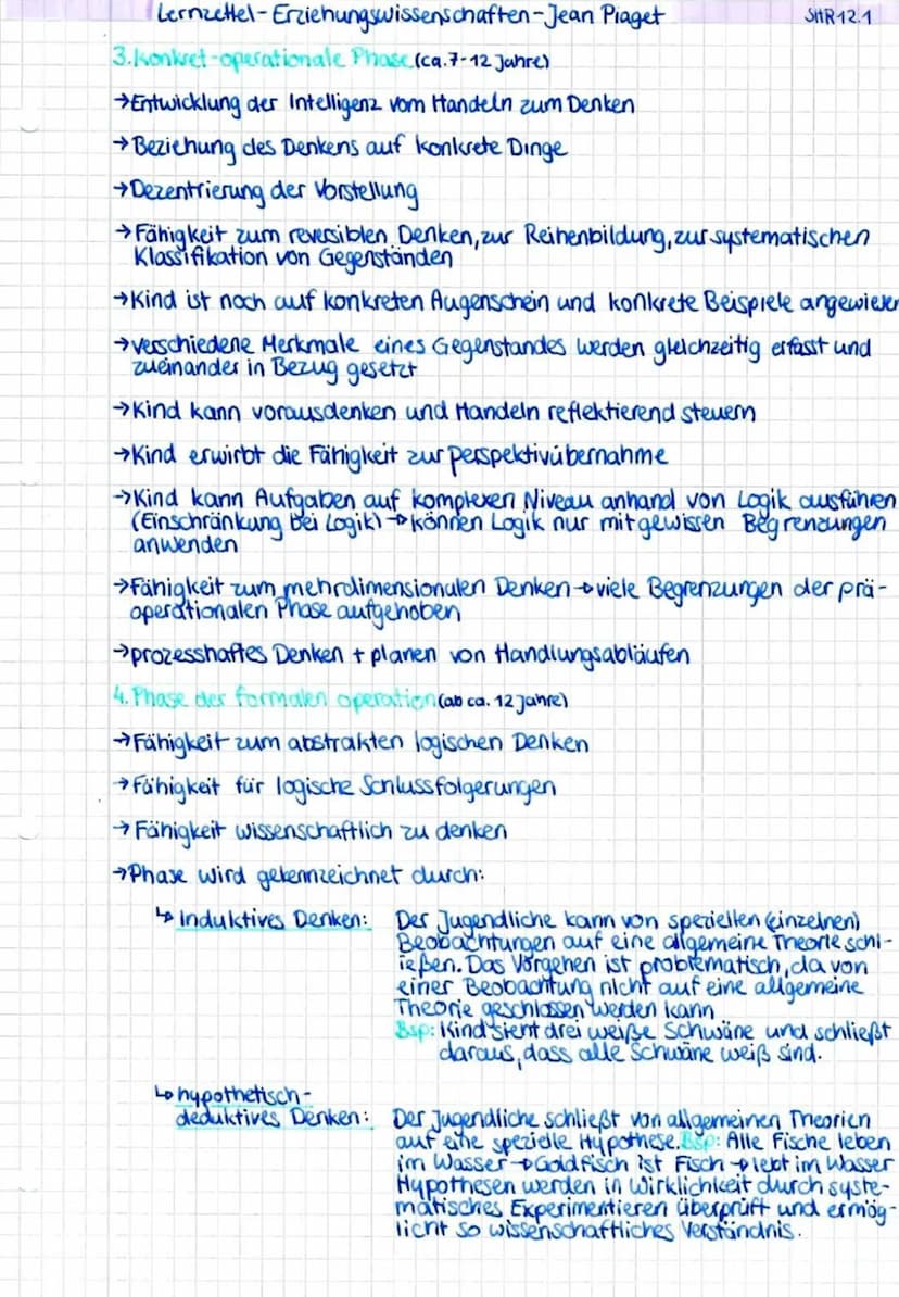 Lemzettel-Erdehungswissenschaften-Jean Piaget
Inhalte:
Modell der kognitiven Entwicklung
→→Jean Piaget
allgemeine Grund annahmen
Modell der 