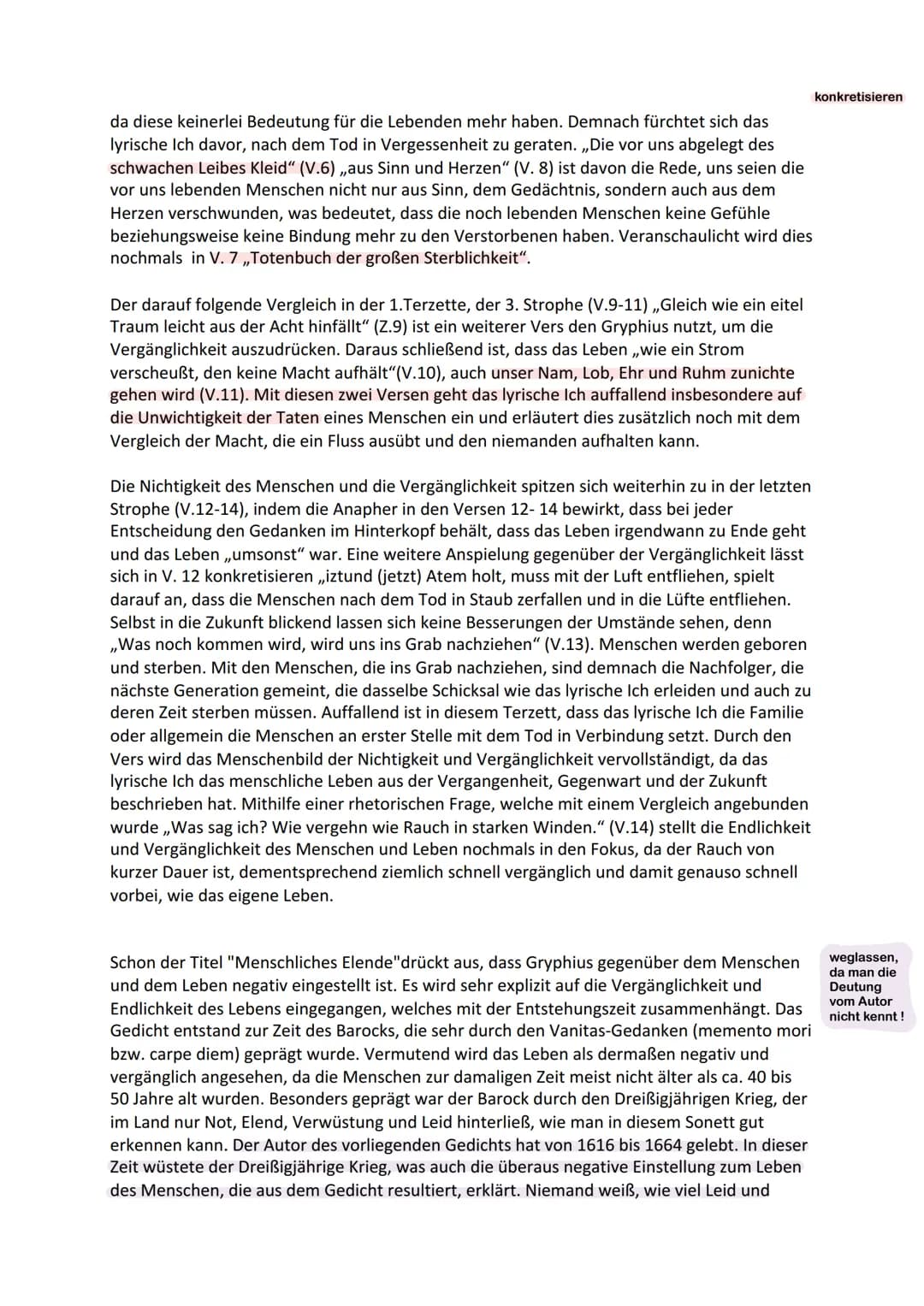 Menschliches Elende (Andreas Gryphius) - Gedichtanalyse
Das Gedicht ,,Menschliches Elende" von Andreas Gryphius aus dem Jahre 1663 befasst s