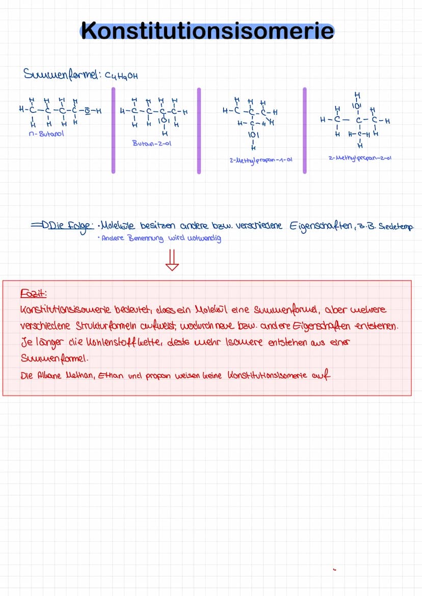 Alkane
Cottantz
Namen der ersten 10
Alkane, Alkene & Alkanole
Methan
Ethan
Propan
Butan
Pentan
Hexan
Hepfan
Octan
Nonan
Decan
Summen formel
