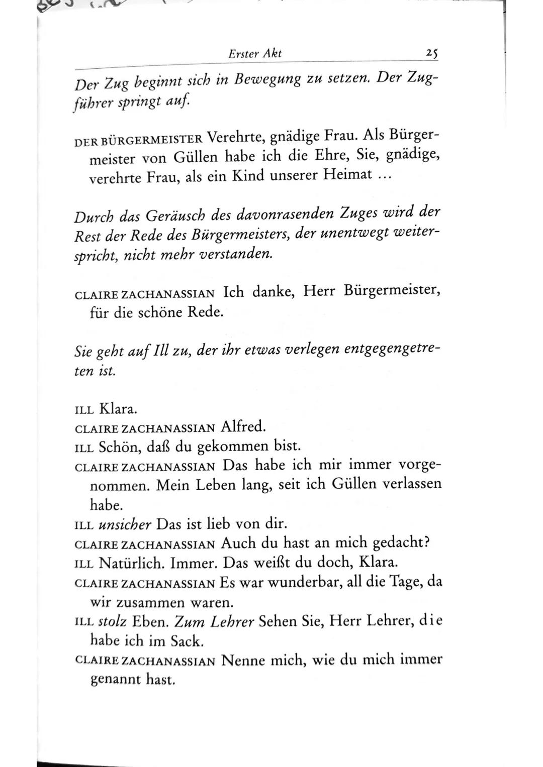 Die Besucher
Personen
Claire Zachanassian, geb. Wäscher
Multimillionärin (Armenian-Oil)
Ihre Gatten VII-IX
Der Butler
Toby } kaugummikauend
