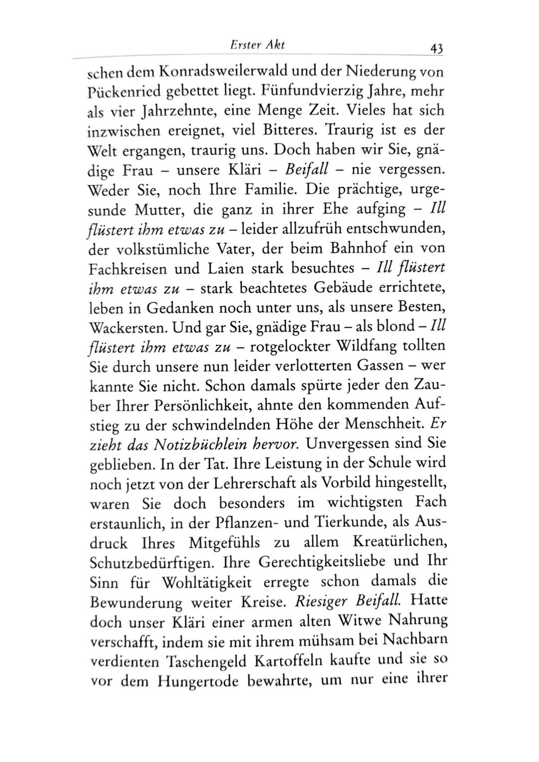 Die Besucher
Personen
Claire Zachanassian, geb. Wäscher
Multimillionärin (Armenian-Oil)
Ihre Gatten VII-IX
Der Butler
Toby } kaugummikauend
