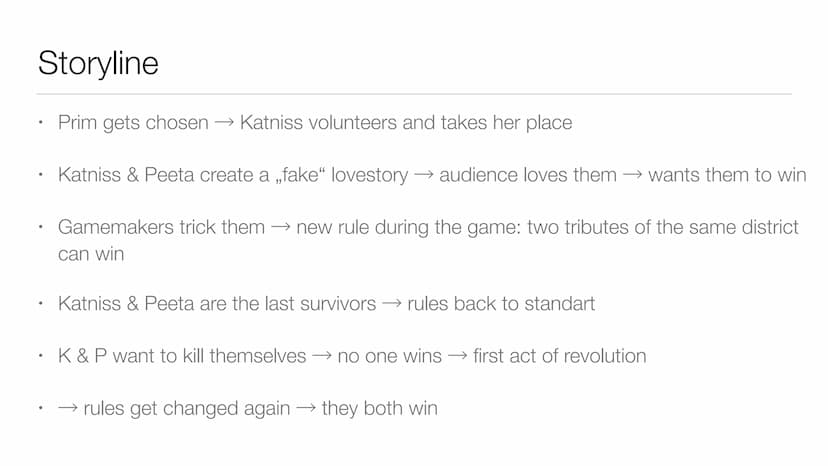 The Hunger
Games Table of contents
General information
Content of the book → Storyline
• Katniss Everdeen
Utopia / Dystopia
Dystopian elemen