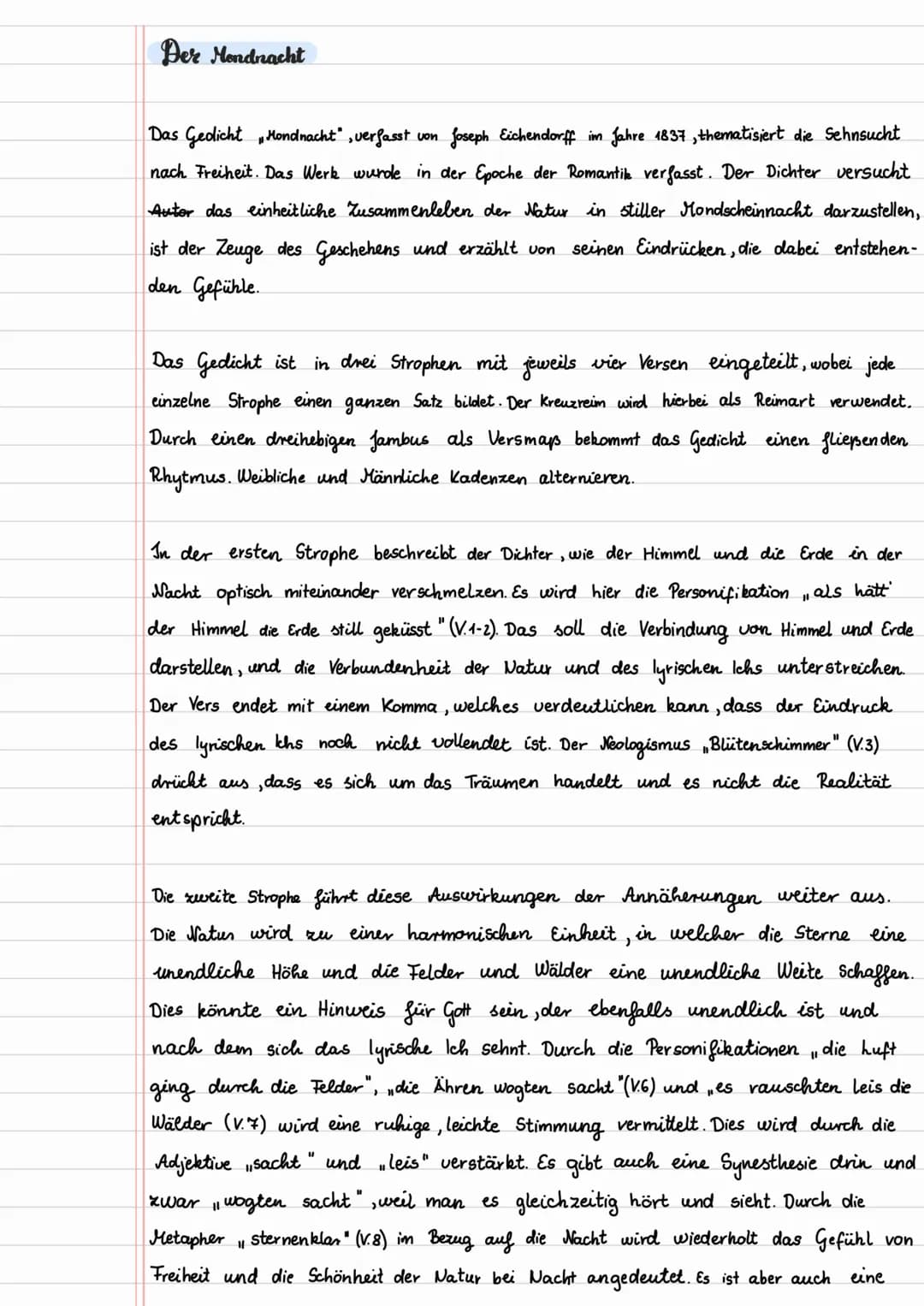 Joseph Freiherr von Eichendorff
Mondnacht Vergleich
symbol
V
(sordthajlás) Es war, als hätt' der Himmel a
Enjabement
Uuu✓
Personifikation Di