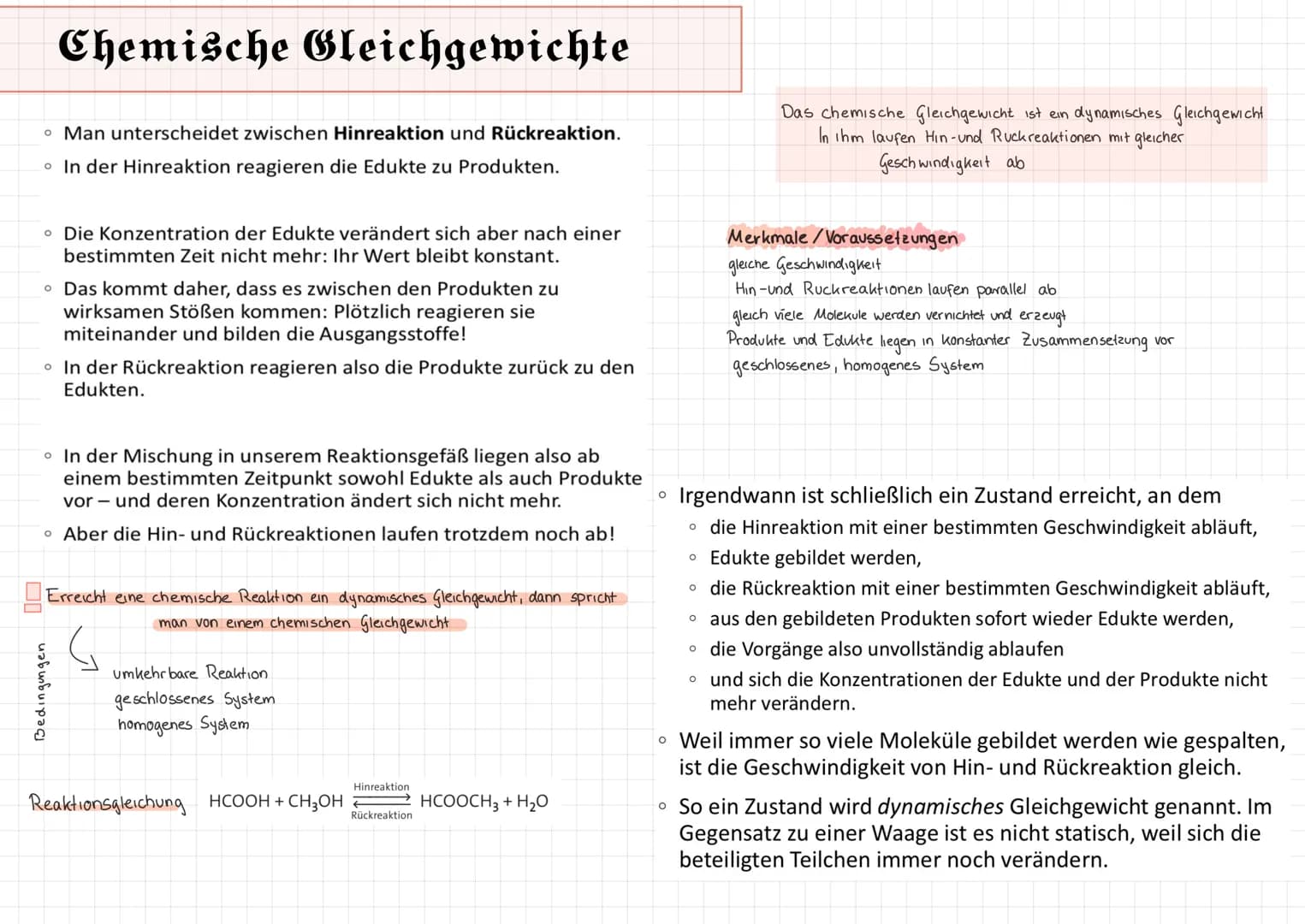 Chemische Gleichgewichte
o Man unterscheidet zwischen Hinreaktion und Rückreaktion.
In der Hinreaktion reagieren die Edukte zu Produkten.
• 