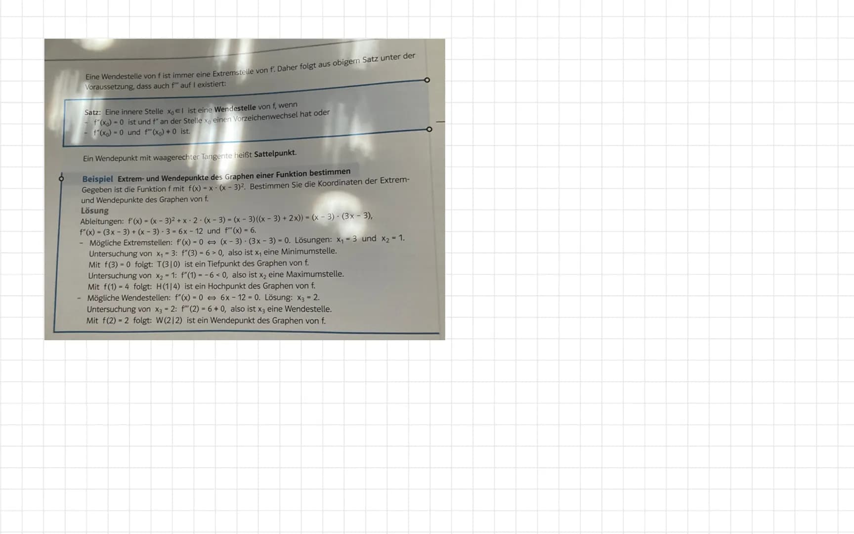 Asymptote, S. 250
Globalverlauf Schreibweise: Für x->
Symmetric
Nullstellen.
Schnittpunkt mit y-Achse
Funktionsuntersuchung
Krümmung
→wendes