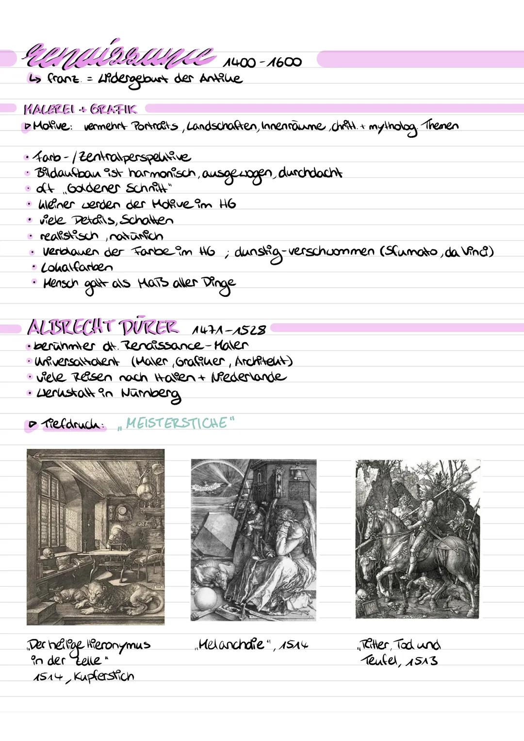 reneigsunce
L> franz. =
widergeburt
KALEREI & GRAFIK
> Motive: vermehrt Portraits, Landschaften, Innenräume, chritt. + mytholog. Themen
• Fa