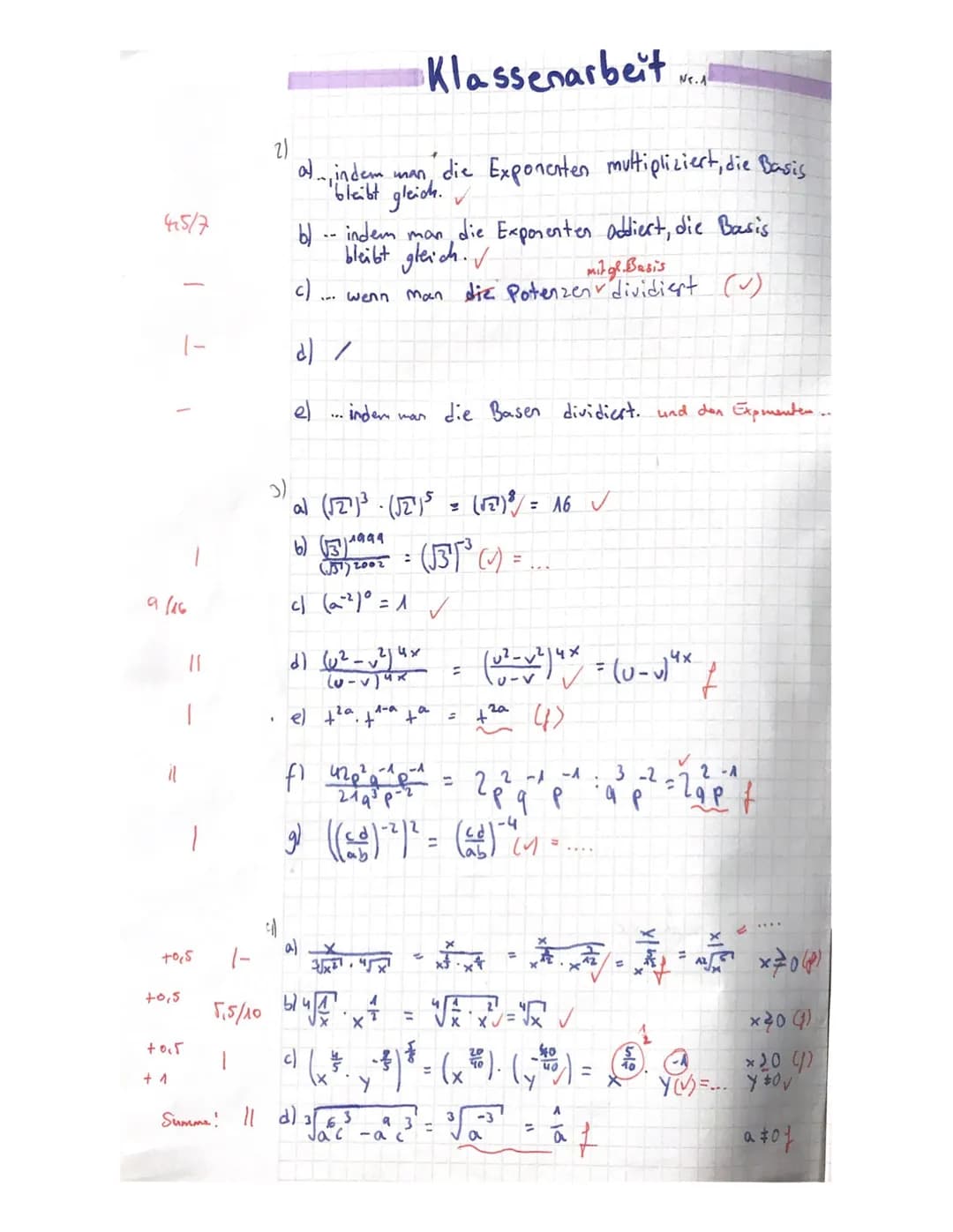 Klassenarbeit Nr. 1
Sportklasse 10 b
Aufgabe 1: Diese Aufgabe kannst du hier auf dem Blatt ausfüllen.
a) Schreibe ohne Zehnerpotenz: b) Schr