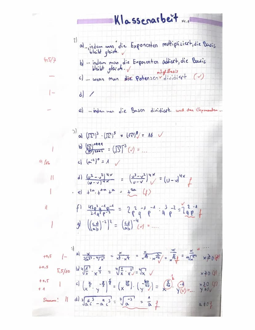 Klassenarbeit Nr. 1
Sportklasse 10 b
Aufgabe 1: Diese Aufgabe kannst du hier auf dem Blatt ausfüllen.
a) Schreibe ohne Zehnerpotenz: b) Schr