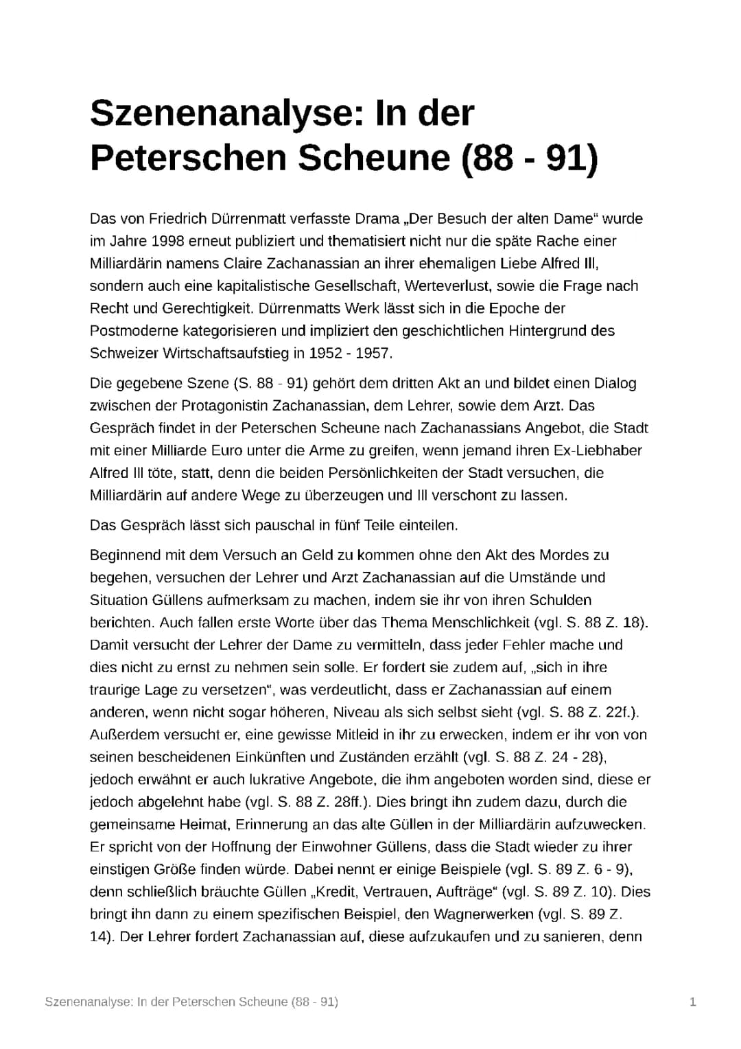 DIALOGANALYSE - Der Besuch der alten Dame: In der Peterschen Scheune (88 - 91) 
