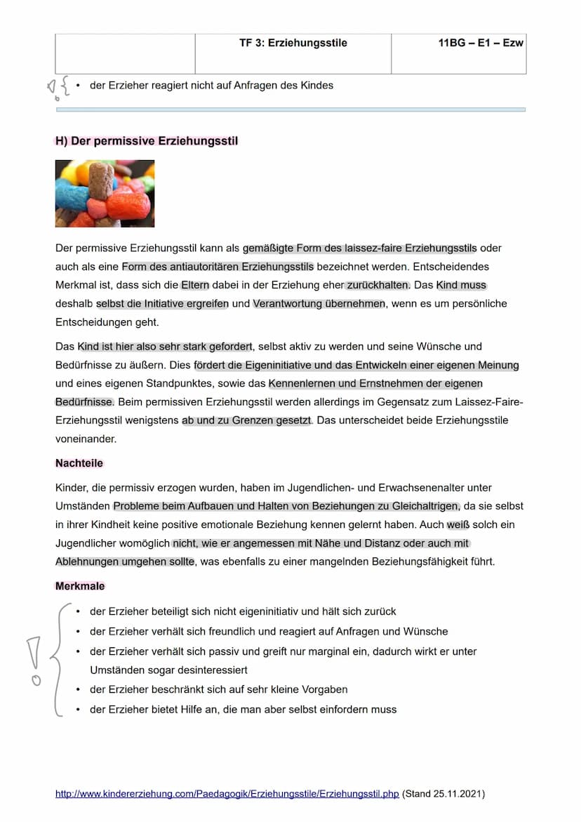 Erziehungsstile
TF 3: Erziehungsstile
11BG-E1 - Ezw
Mit dem Begriff „Erziehungsstil“ meint man die Art und Weise, wie sich Eltern dem Kind g