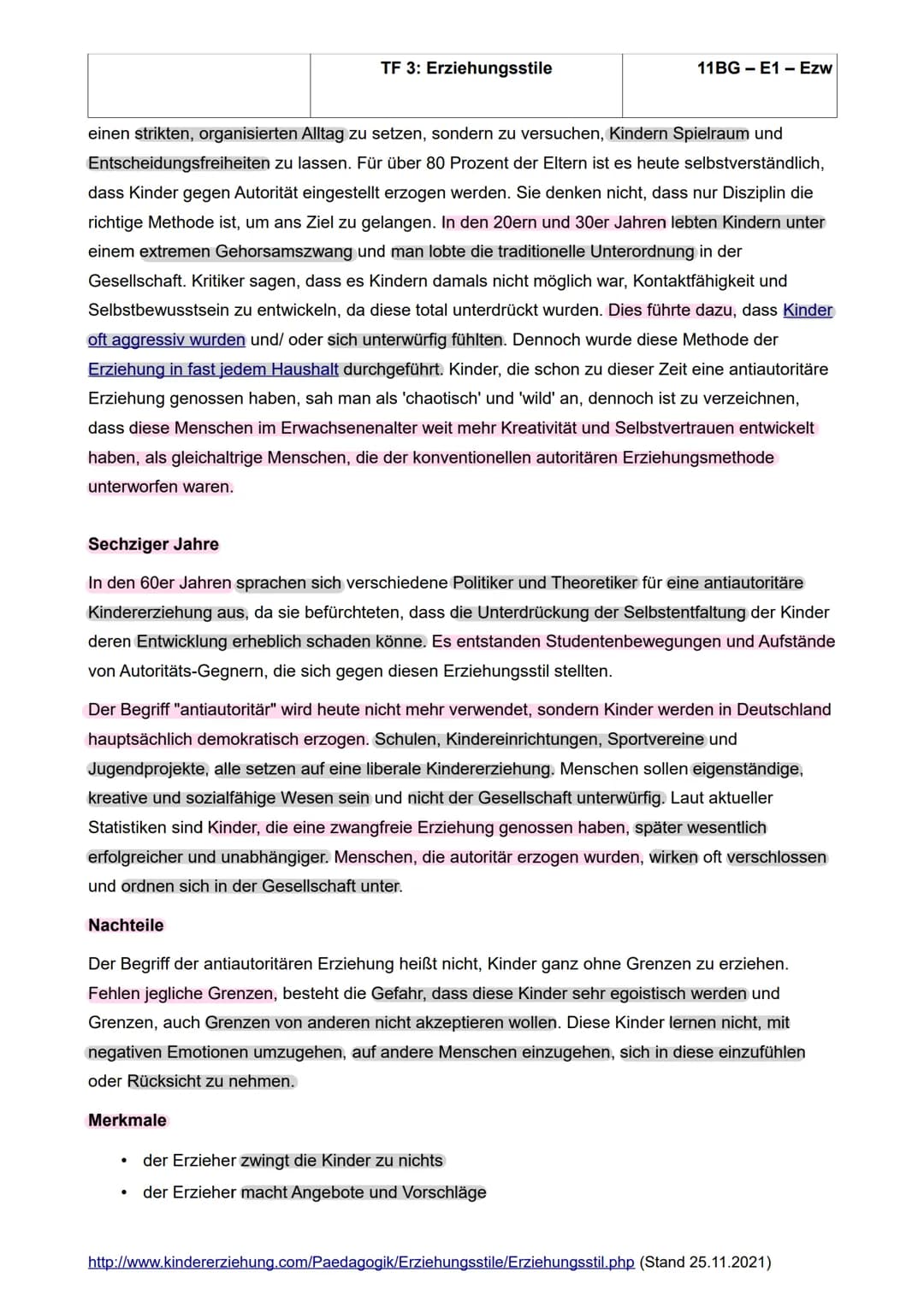 Erziehungsstile
TF 3: Erziehungsstile
11BG-E1 - Ezw
Mit dem Begriff „Erziehungsstil“ meint man die Art und Weise, wie sich Eltern dem Kind g