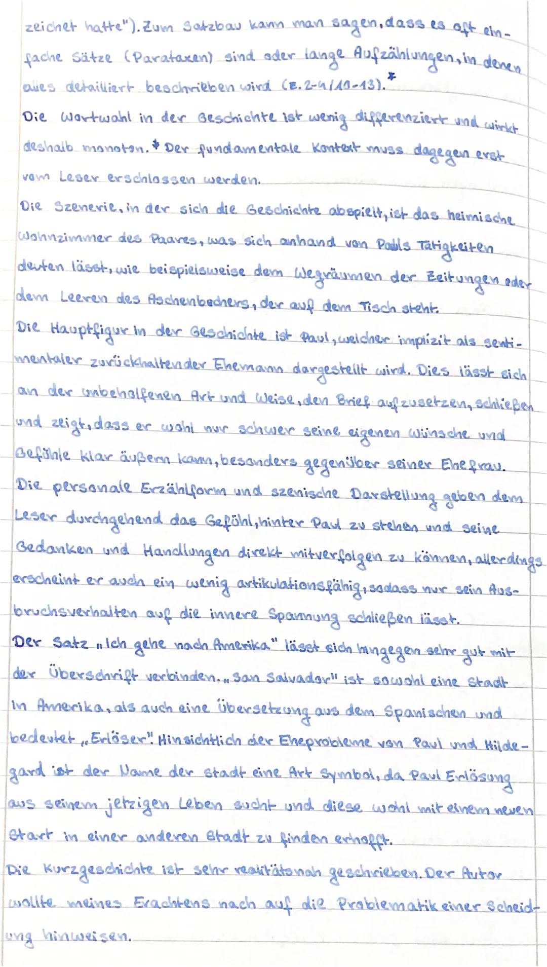 Hausaufgabe
Erzähltechnik: San-Salvador - Peter Bichsel
Die Kurzgeschichte ist im Präteritum, welches das Geschehen
sehr viel unmittelbarer 