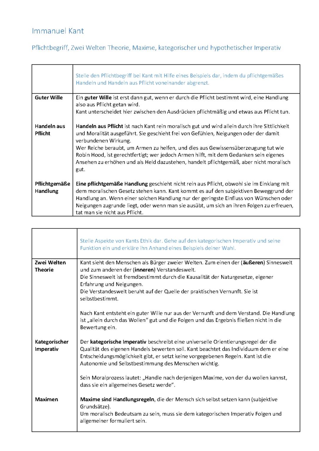 Pflicht nach Kant einfach erklärt - Kategorischer Imperativ & Zwei Welten Theorie