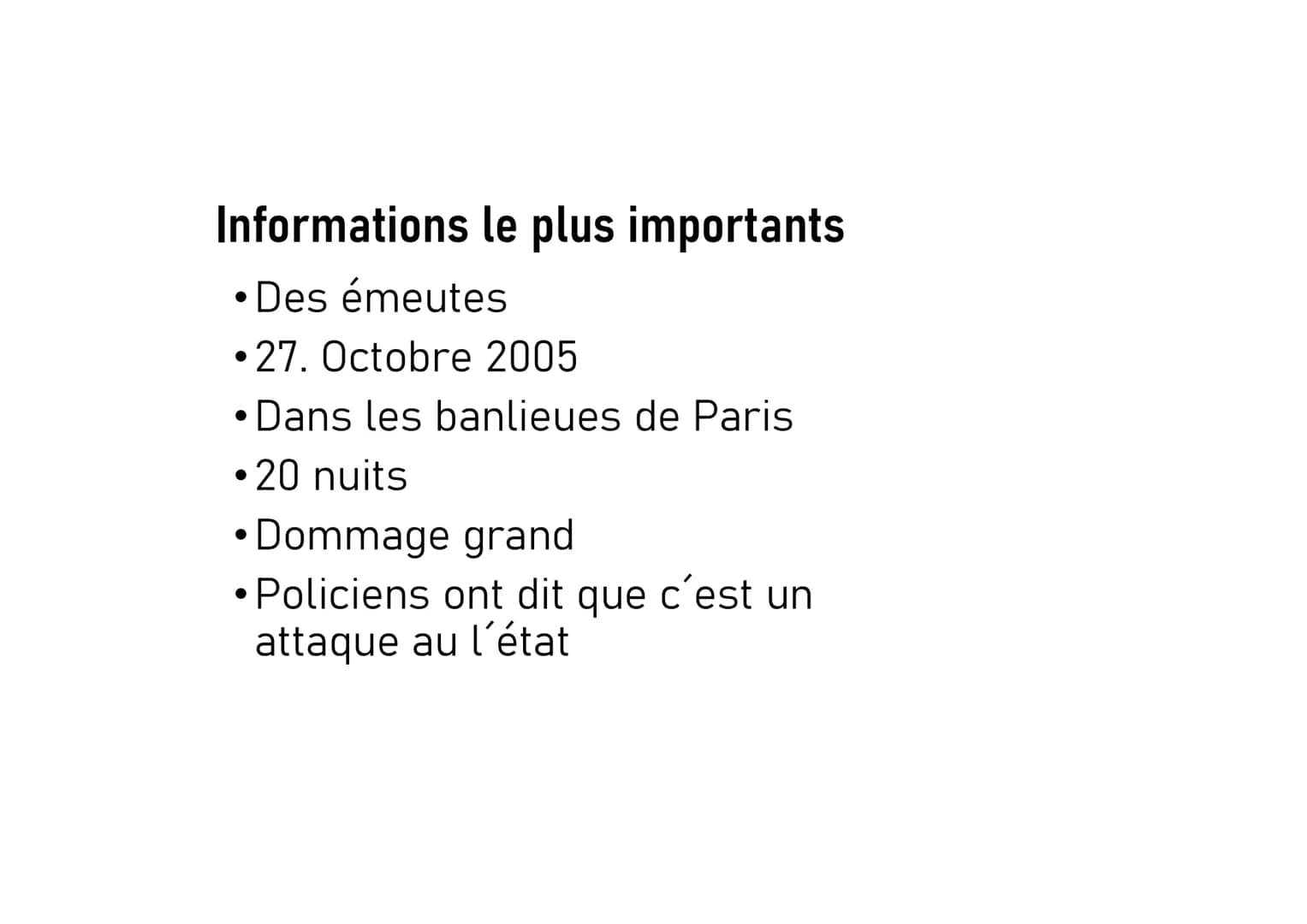 7777
JACIE
230ctobre 05
MORTS POUR RIEN
Crans
Les émeutes dans les
banlieues de 2005 Informations le plus importants
• Des émeutes
• 27. Oct