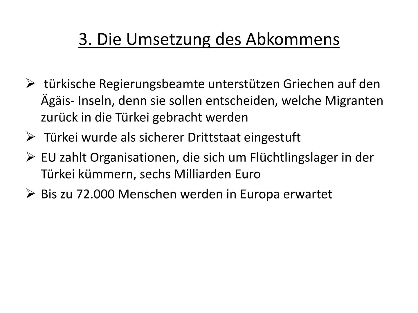 Das Flüchtlingsabkommen zwischen der
EU und der Türkei
Erfüllt das Abkommen seine Ziele? Gliederung
1. Warum hat die EU ein Flüchtlingsabkom