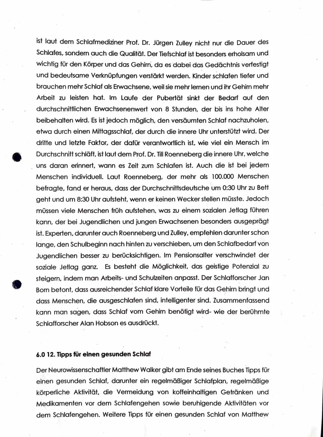 Thema: Schlaflosigkeit und ihre biologischen Auswirkungen auf das Gehirn -
Angelehnt an das Buch "Das große Buch vom Schlaf" verfasst von Pr