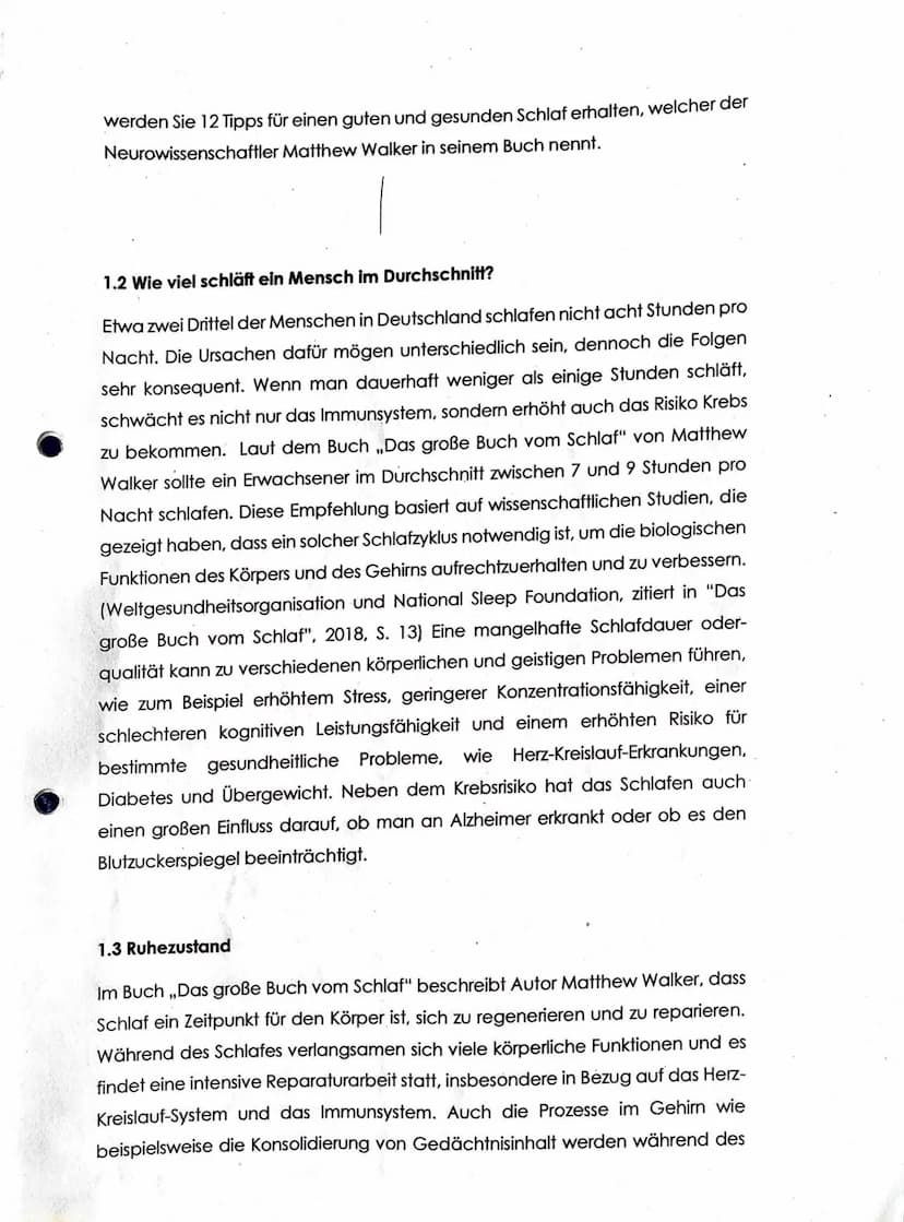 Thema: Schlaflosigkeit und ihre biologischen Auswirkungen auf das Gehirn -
Angelehnt an das Buch "Das große Buch vom Schlaf" verfasst von Pr