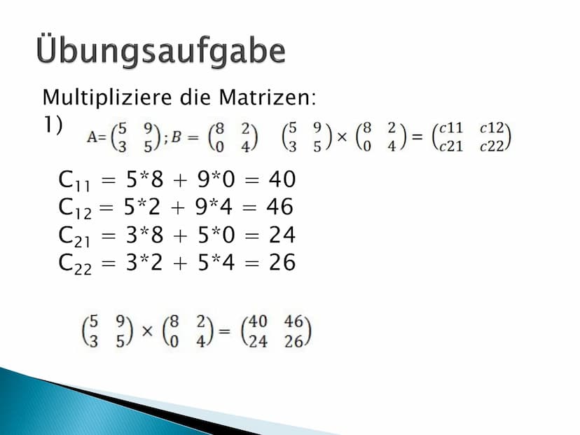 Mathe GFS
Matrix GFS Matrizen
Multiplikation von Matrizen:
b1 b12
b21b22
b31 b32)
C11= a11*b11+a12*b21+a13*b31
a11 a12 a13
a21 a22 a23
a11 a