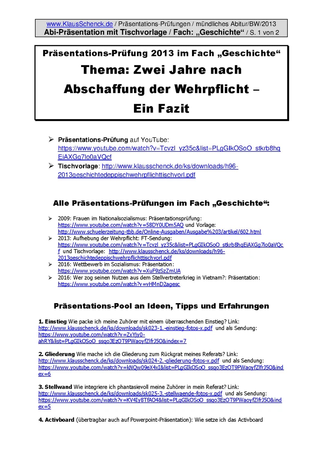 Zwei Jahre nach Abschaffung der Wehrpflicht –  Ein Fazit (Abitur)