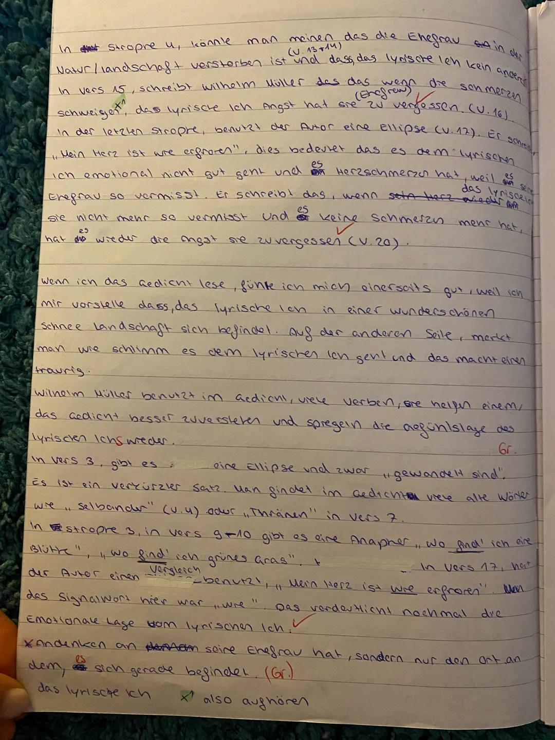 NICK
S
Deutsch 11
Aufgabenstellung:
Analysiert das Gedicht „Erstarrung" von Wilhelm Müller sowohl inhaltlich als auch sprach-
lich unter bes
