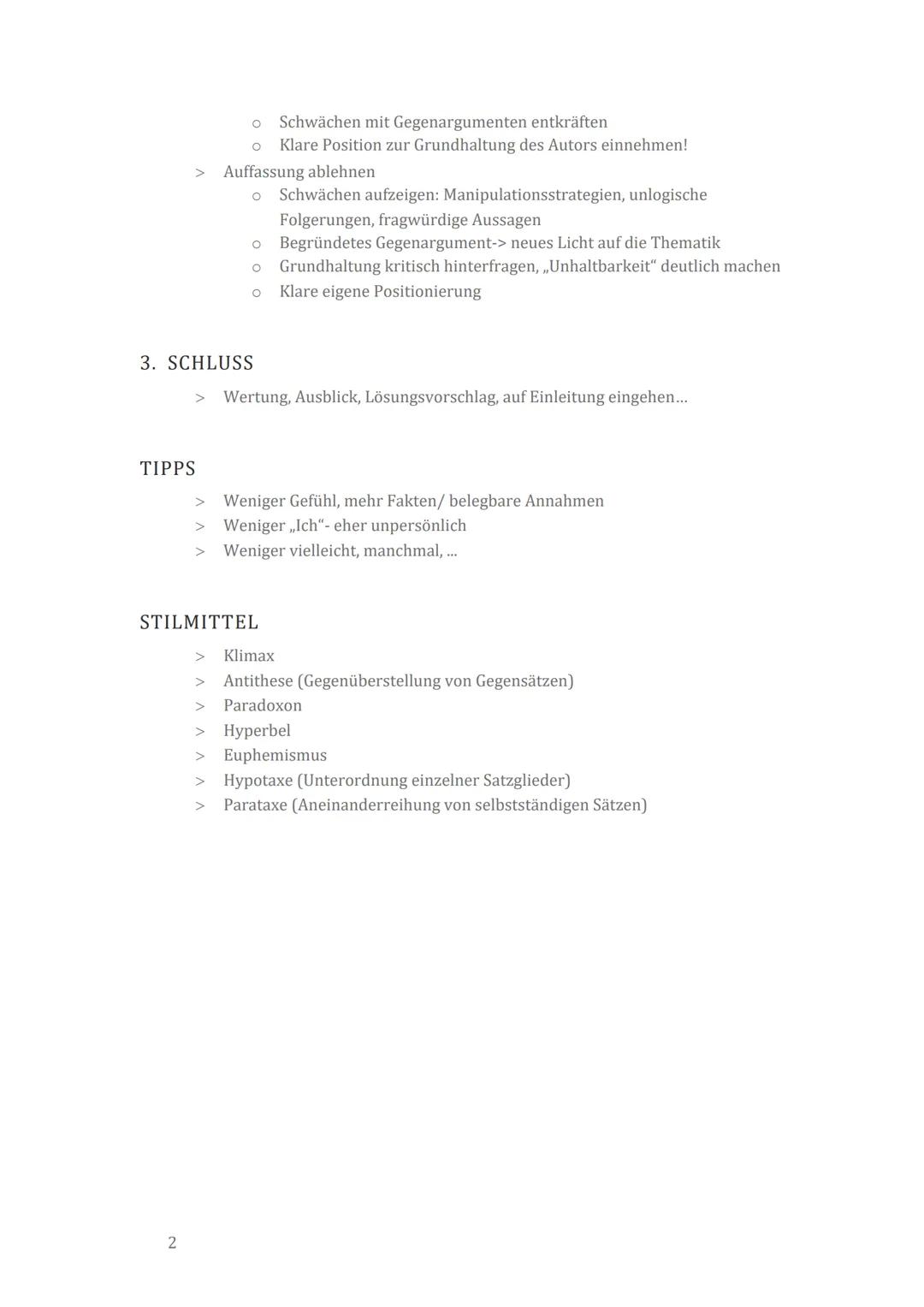 TEXTGEBUNDENE ERÖRTERUNG- AUFBAU
1. Überfliegen des Textes, dann detailliertes Lesen
2. Eigenständige Position entwickeln
3. Schreibplan ers